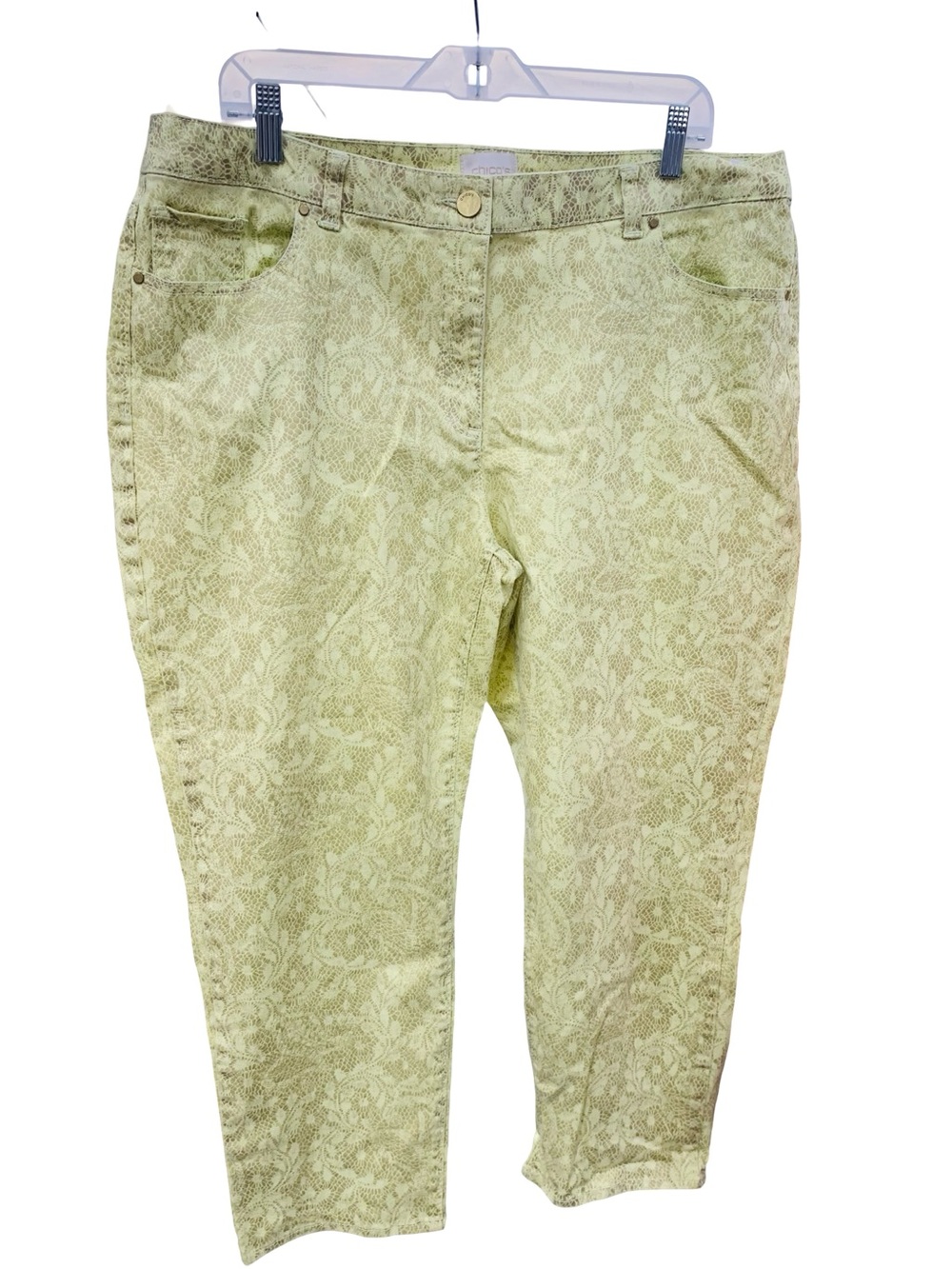 Chico's Tapered Ankle Capri Pants Pale Green Size 3 (16-16 Extra Large)